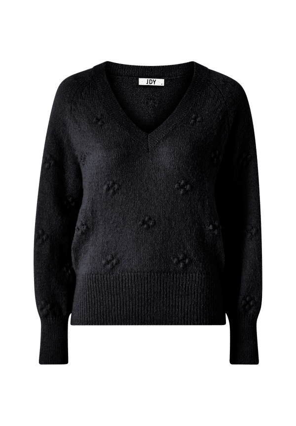 JDY - Tröja jdySigrid Life L/S V-neck Dot Pull Knt - Svart - 34