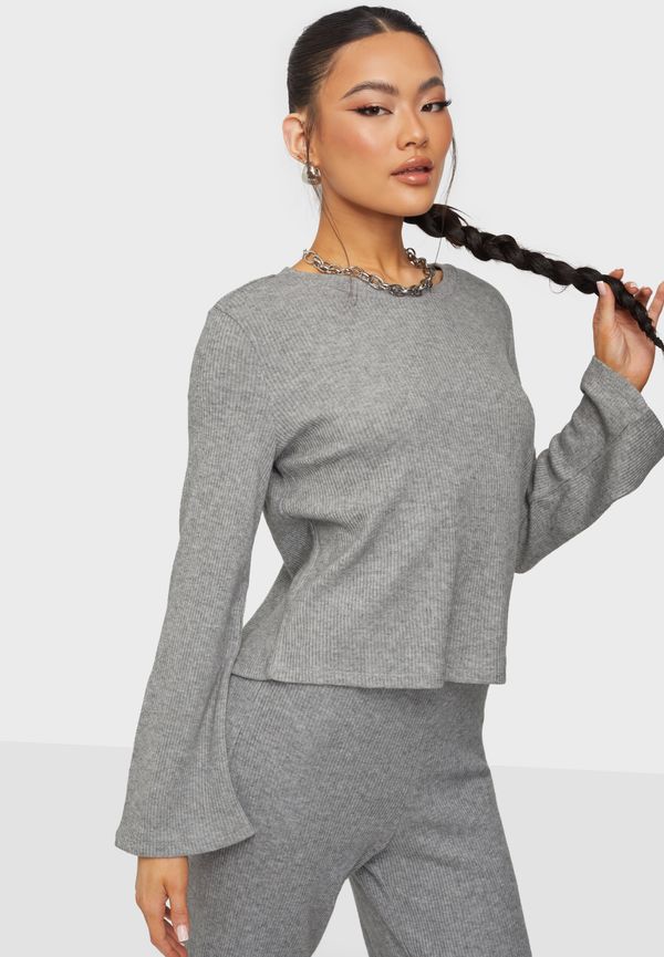 JdY - Tröjor - Light Grey Melange Melange - Jdyeskild L/S Wide Sleeve Top Jrs - Tröjor