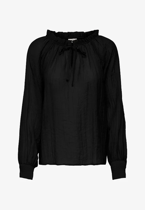 JDY - Blus jdyTheo L/S V-neck Top Wvn - Svart