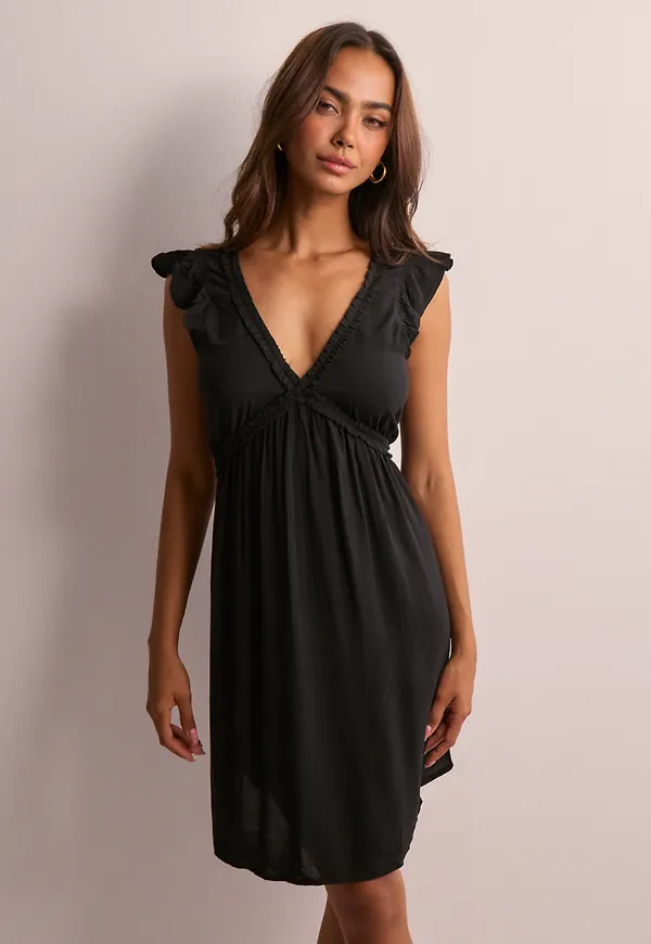 JDY - Svart - Jdystarr Life S/L Dress Wvn Dia
