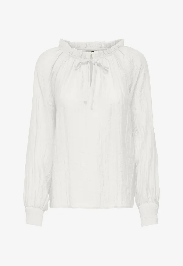 JDY - Blus jdyTheo L/S V-neck Top Wvn - Vit