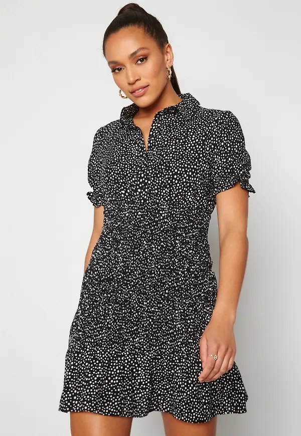 JDY Dicthe Short Smock Dress Black White Dots M