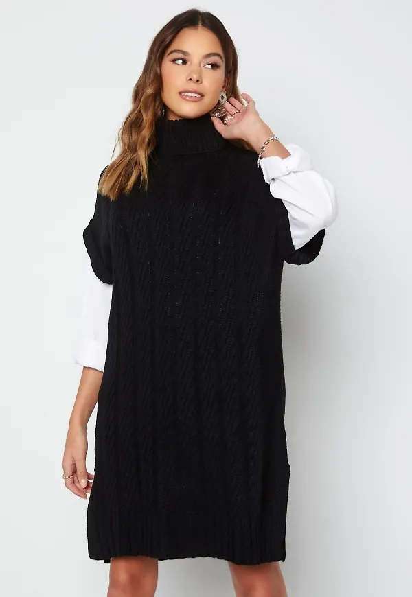 JDY Fara Roll Neck Cable Vest Black M