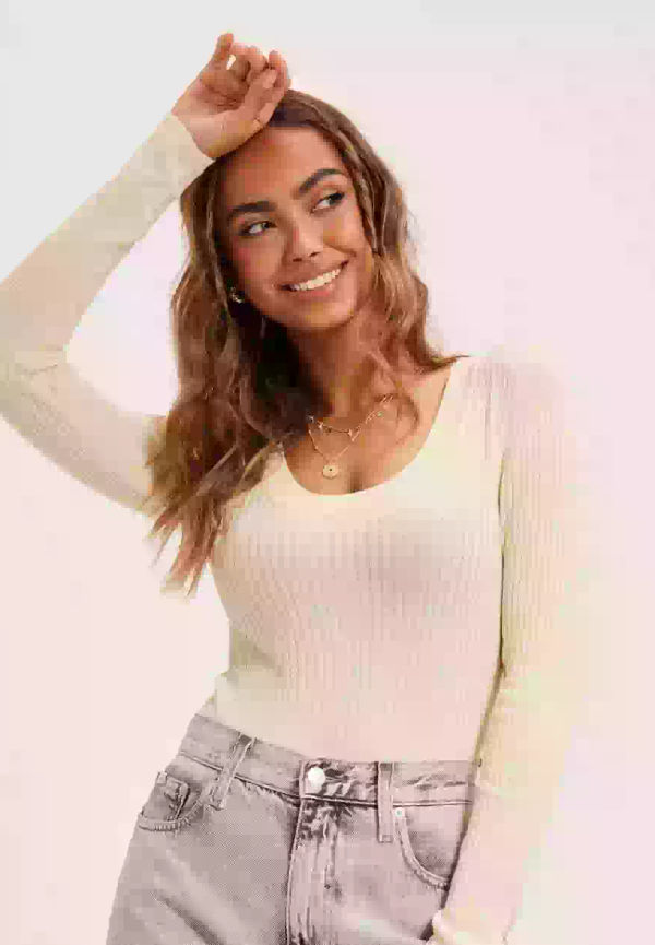 JdY Jdyplum Ysla L/S O-Neck Pullov Knt Långärmade toppar Eggnog