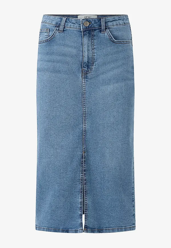 JDY - Jeanskjol jdyMoon MW Midi Slit Skirt Dnm - Blå