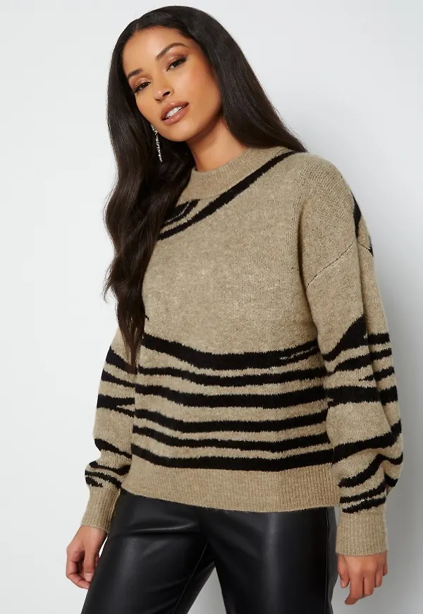 JDY Lincon L/S Jacquard Sand Zebra Jacquard L