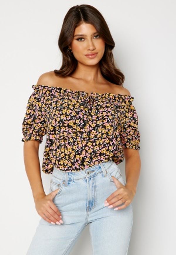 JDY Nolia 2/4 Top Black AOP:PASTEL FLO L