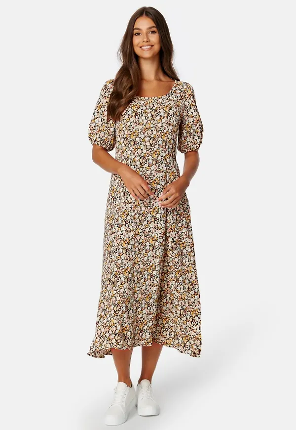 JDY Sasha 2/4 Midi Dress Black AOP:SMALL MULT XS