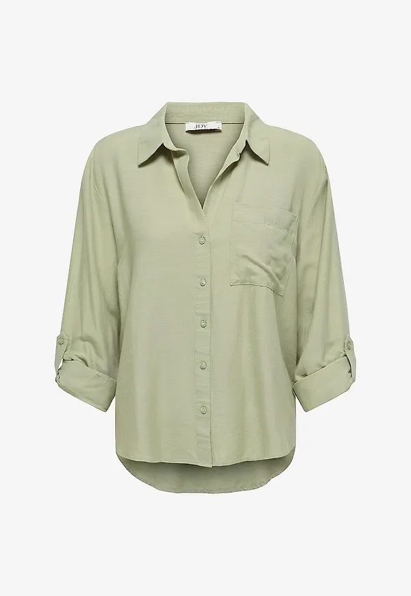 JDY - Skjorta jdyCaya Linen Loose L/S Wvn N - Grå