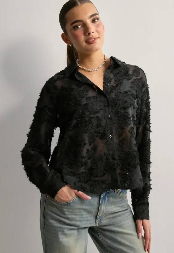 JDY - Svart - Jdymaia L/S Shirt Wvn