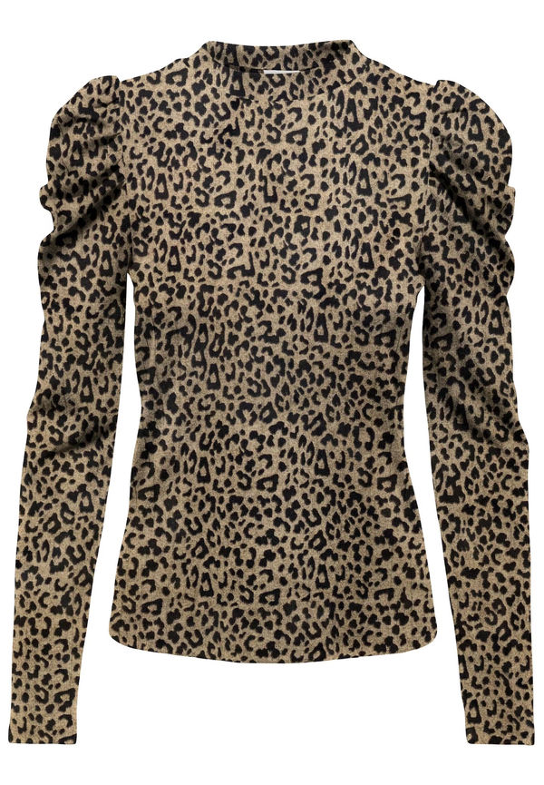 JDY T-shirt 'TONSY LINA' mörkbeige / svart
