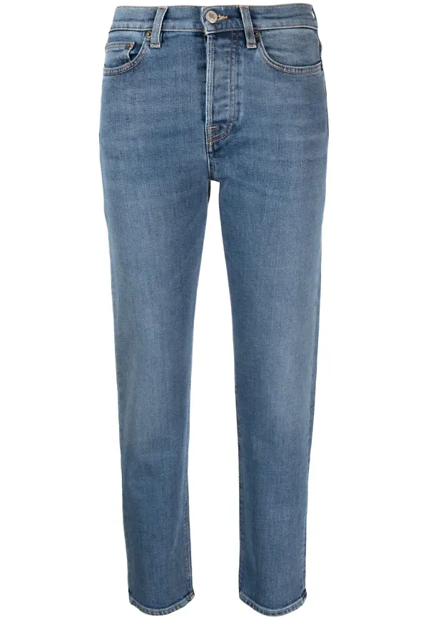 Jeanerica croppade jeans med hög midja - Blå