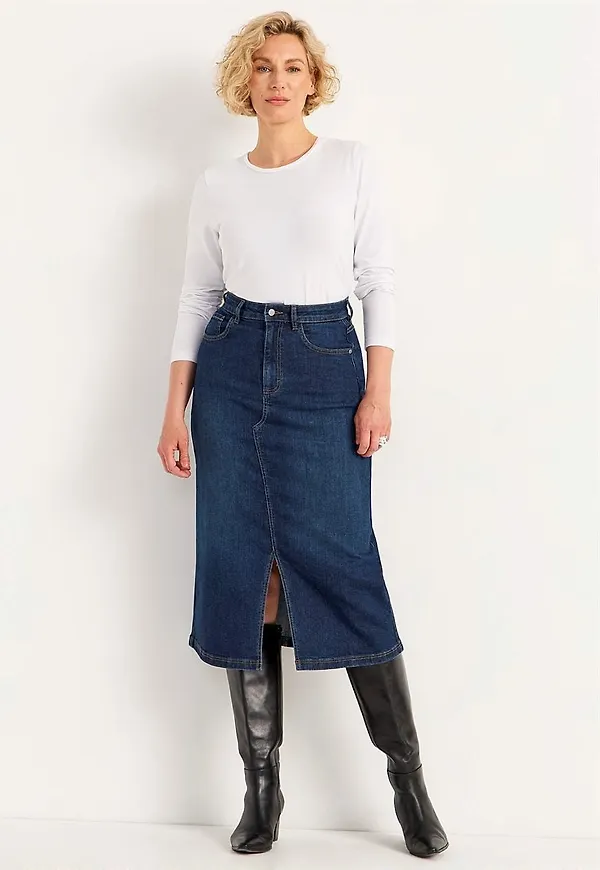 Jeanskjol med slits fram