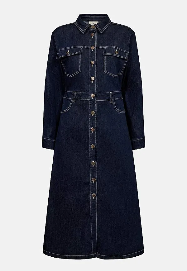 Jeansklänning med knappstängning