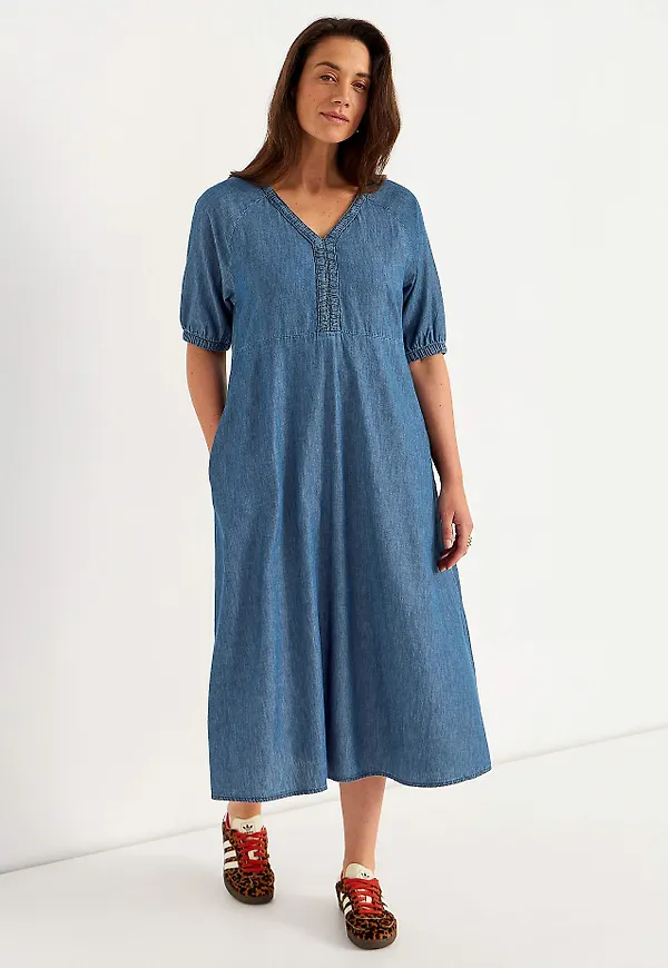 Jeansklänning med puffärmar