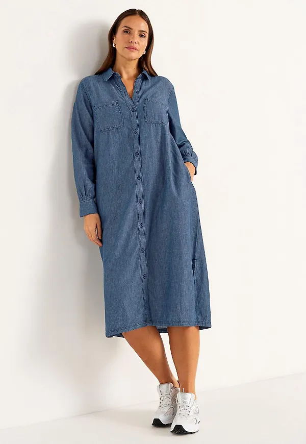 Jeansklänning med sidofickor