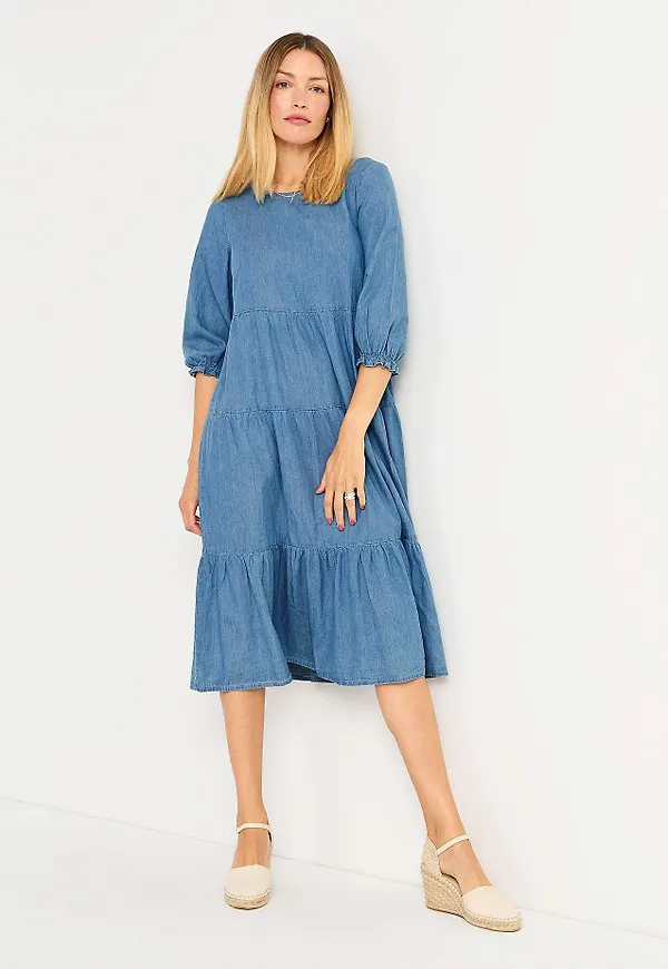 Jeansklänning med volanger