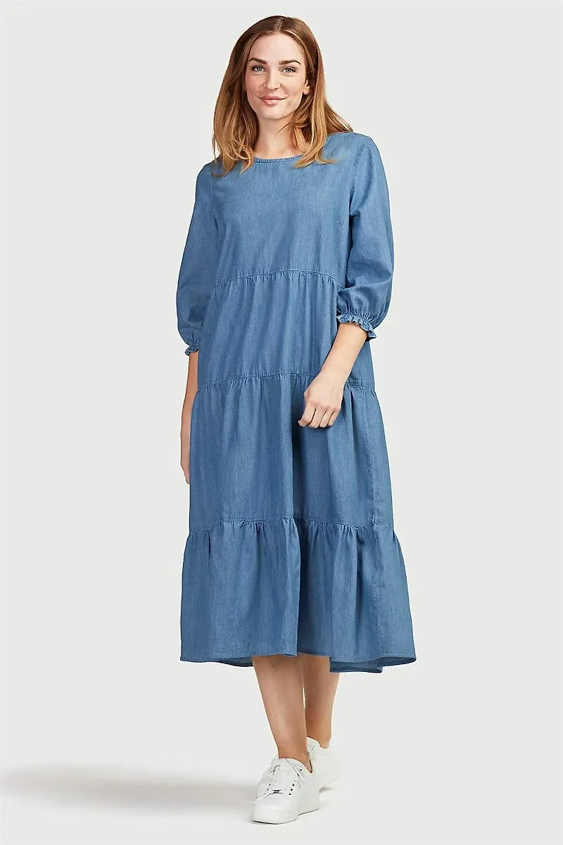 Jeansklänning med volanger