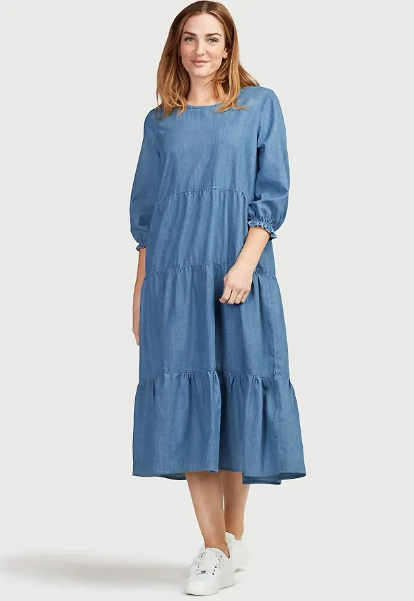 Jeansklänning med volanger