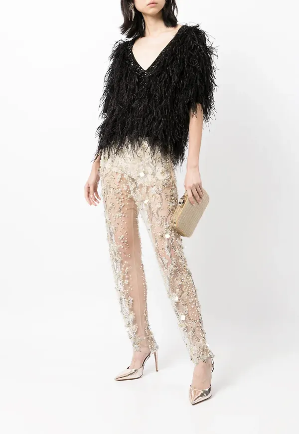 Jenny Packham slacks med paljetter - Neutral