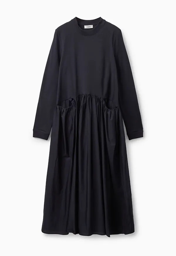 JERSEY POPLIN T-SHIRT DRESS