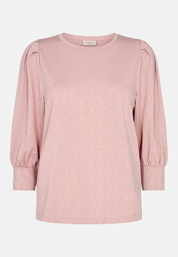 Jerseytopp med hålbroderi Blond