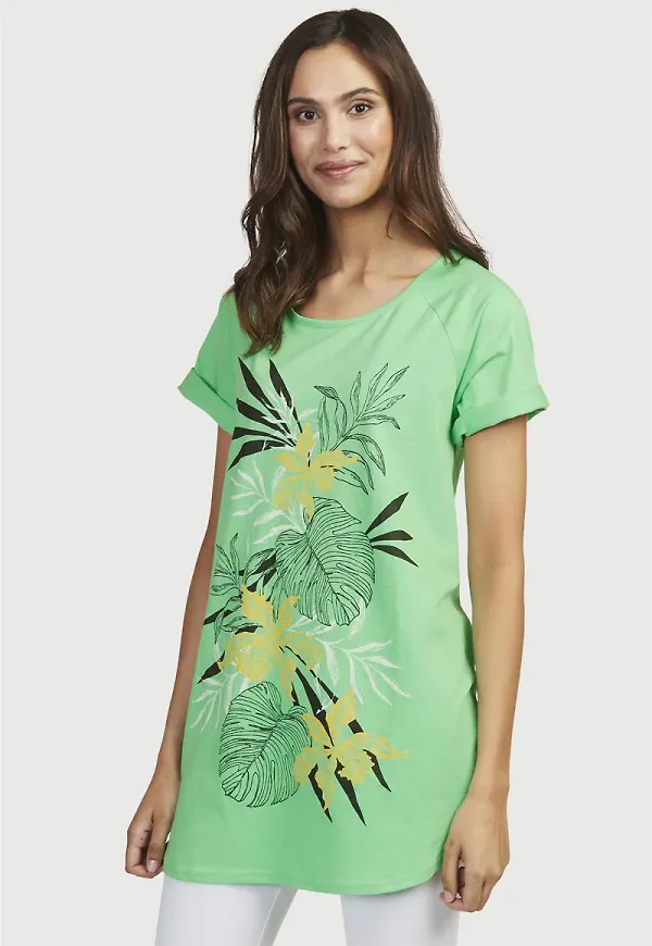 Jerseytunika med blommigt mönster 2-pack