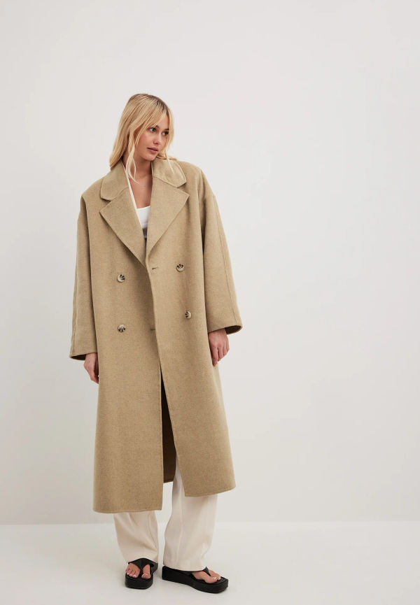 Jessica Haller x NA-KD Oversized lättviktig kappa - Beige