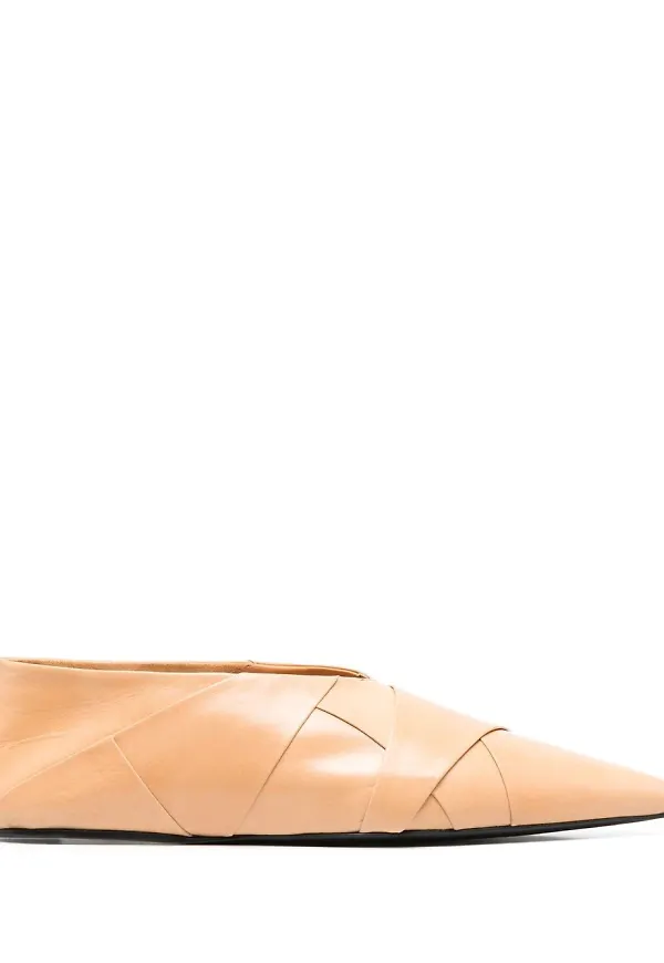 Jil Sander 10 mm vävda ballerinaskor i läder - Neutral