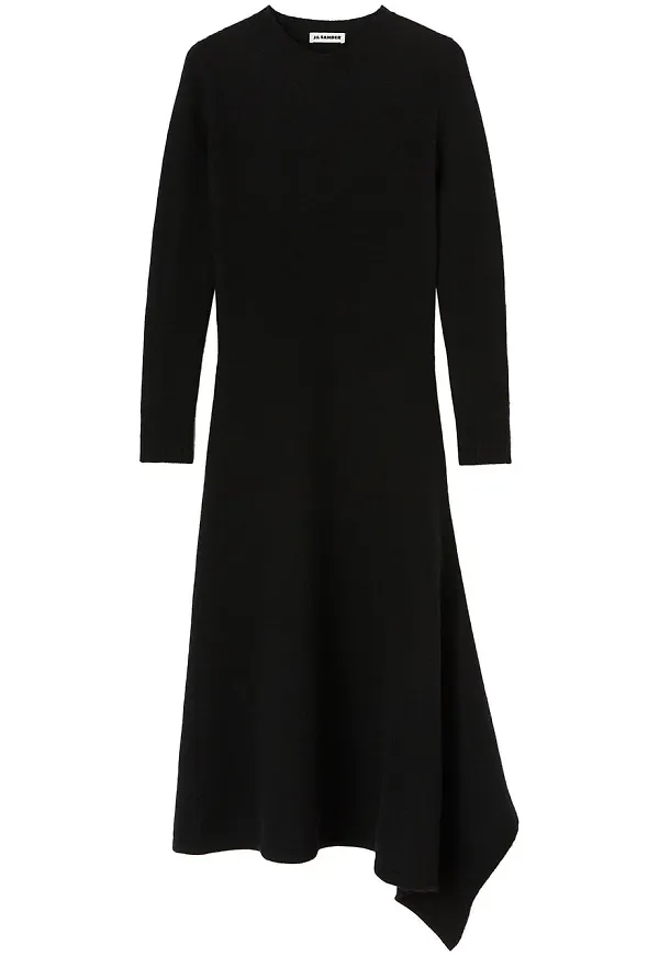 Jil Sander asymmetrisk midiklänning - Svart