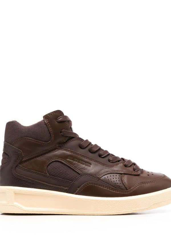 Jil Sander Basket lädersneakers - Brun