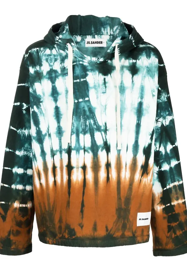 Jil Sander batikmönstrad hoodie - Grön