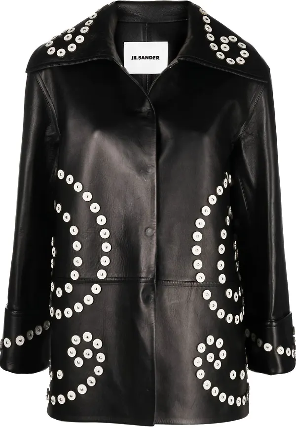 Jil Sander bikerjacka med knappdetalj - Svart