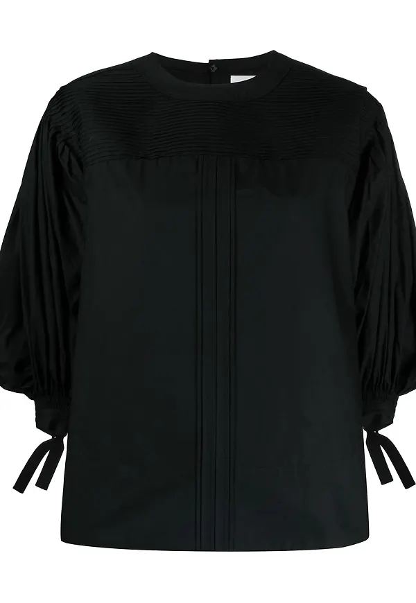 Jil Sander blus med puffärm - Svart