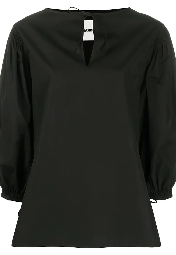 Jil Sander blus med puffärm - Svart