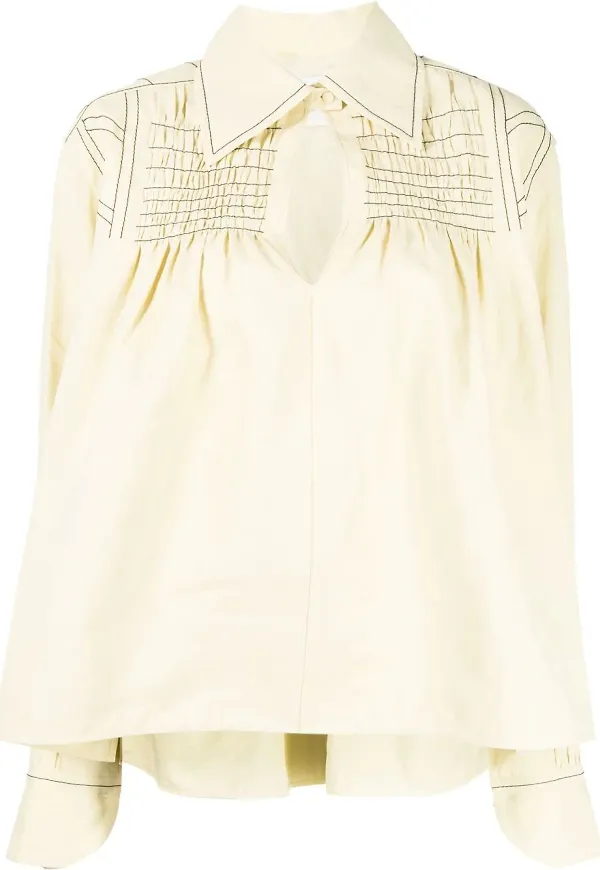Jil Sander blus med smockad detalj - Gul