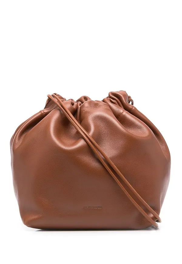 Jil Sander bucketbag i läder - Brun
