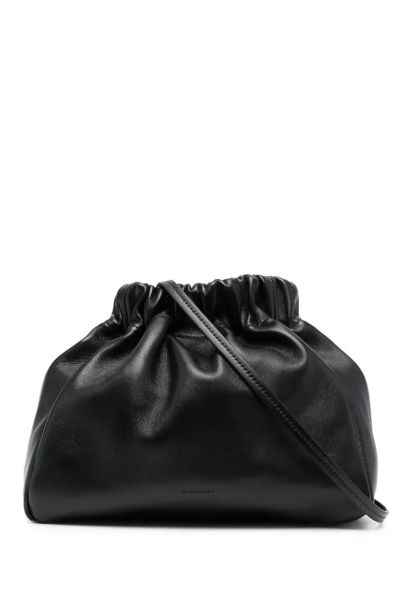 Jil Sander bucketbag i läder med dragsko - Svart