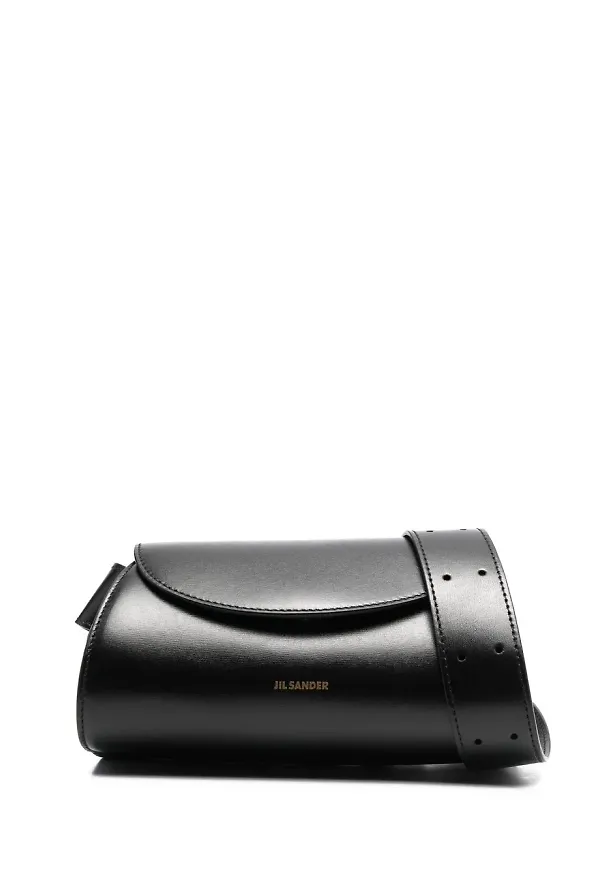 Jil Sander Cannolo axelväska i läder - Svart