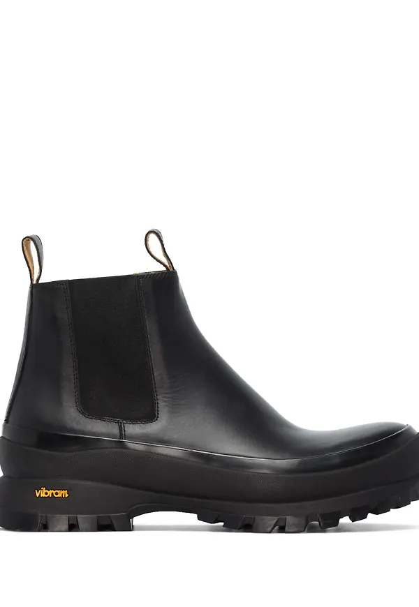 Jil Sander Chelsea-boots i läder - Svart