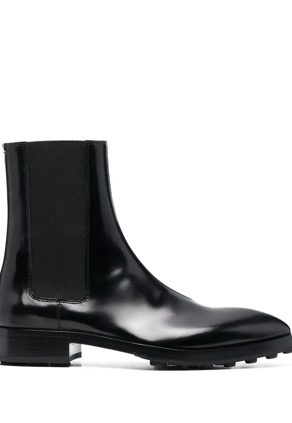 Jil Sander Chelsea-boots i läder - Svart