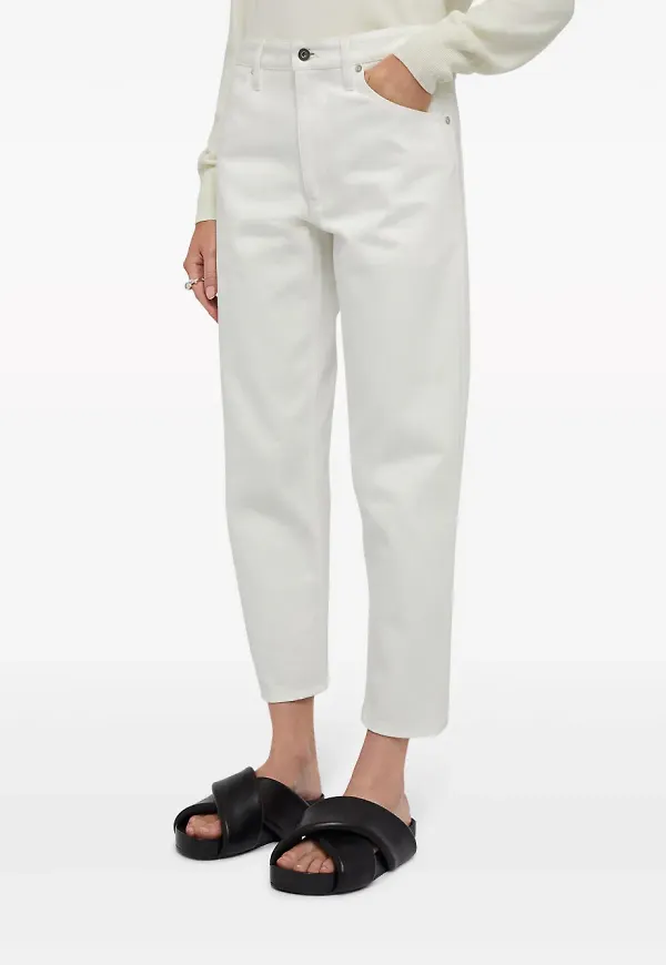 Jil Sander croppade straight-jeans - Vit