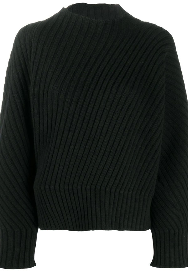 Jil Sander diagonalt ribbad tröja - Svart