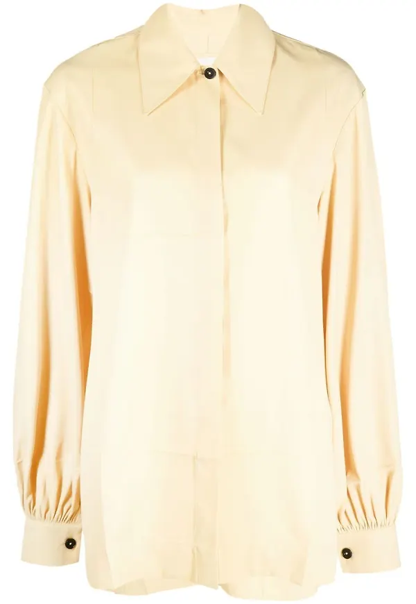Jil Sander draperad skjorta med spetsig krage - Orange