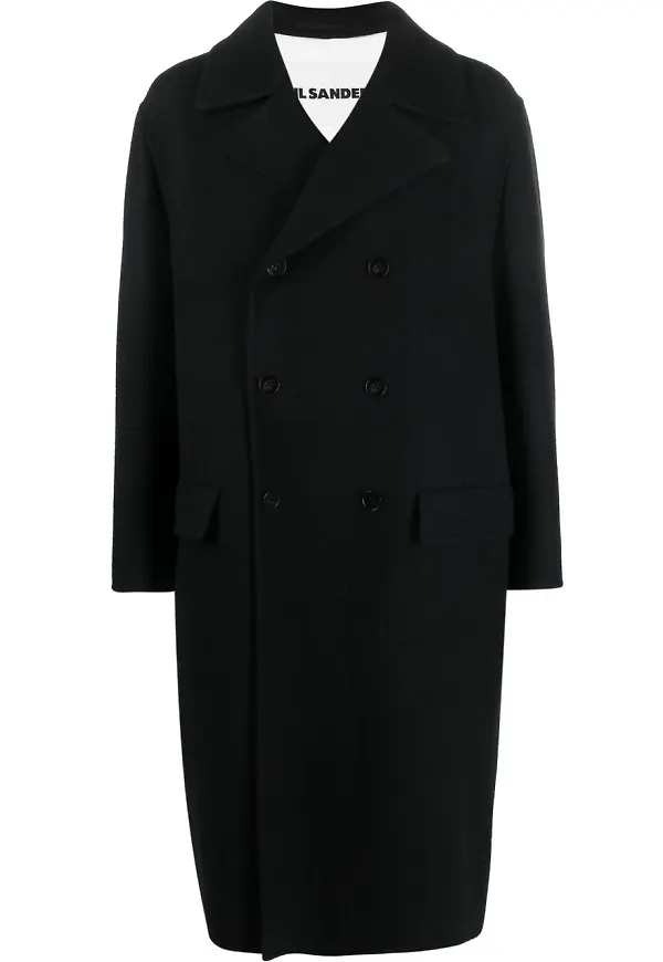 Jil Sander dubbelknäppt kappa - Svart