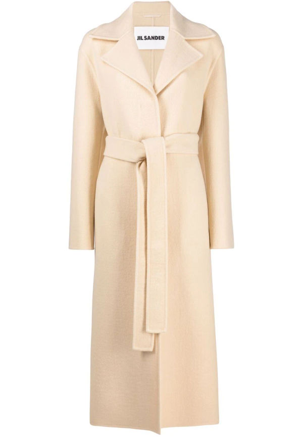 Jil Sander dubbelknäppt kappa med bälte - Neutral