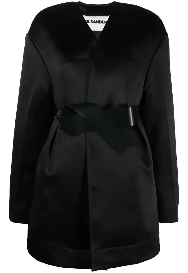 Jil Sander dunjacka med bälte - Svart