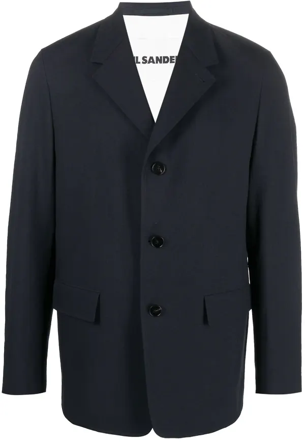 Jil Sander enkelknäppt blazer med knäppning - Blå