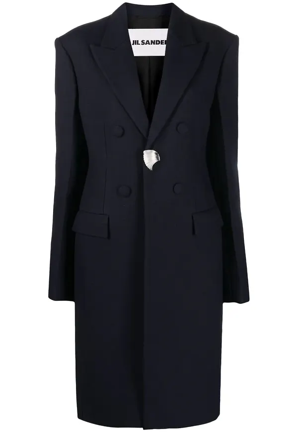 Jil Sander enkelknäppt kappa - Blå
