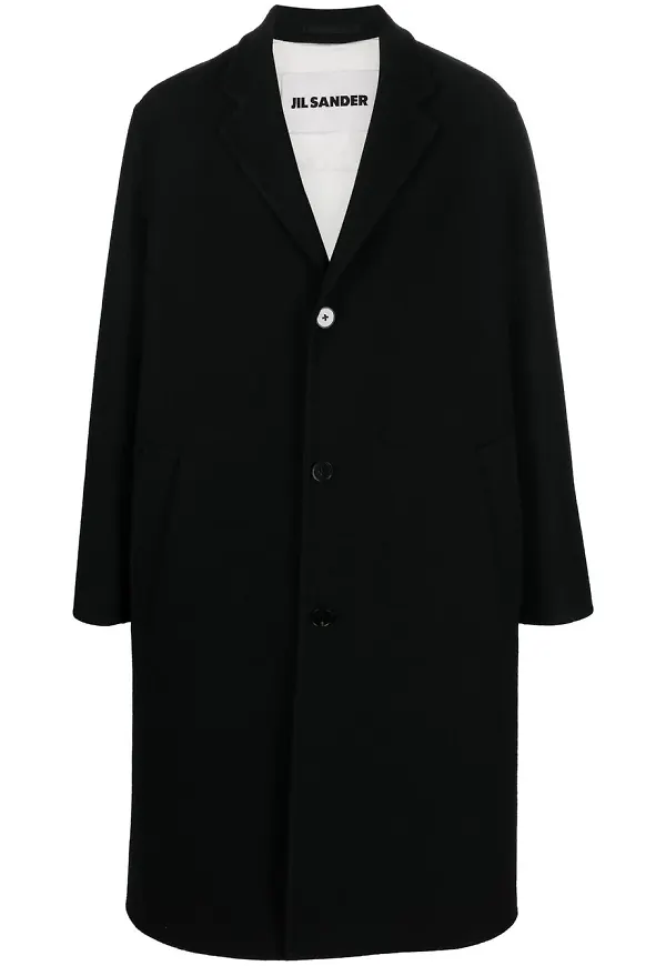 Jil Sander enkelknäppt kappa - Svart